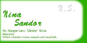 nina sandor business card